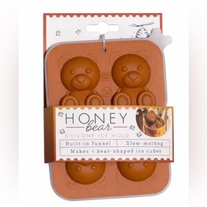 Honey Bear Silicone Ice Mold – Makes 4 Bear-Shaped Ice Cubes – New